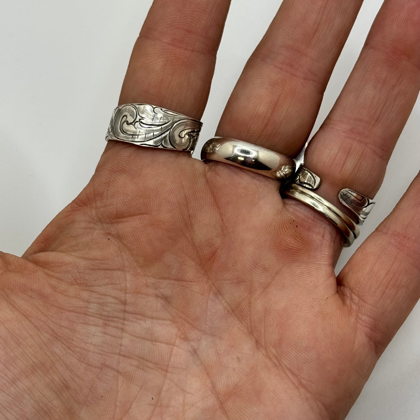 Lujan Silver Engraved Sterling Silver Adjustable Ring (Fits size 6.5-8 best)