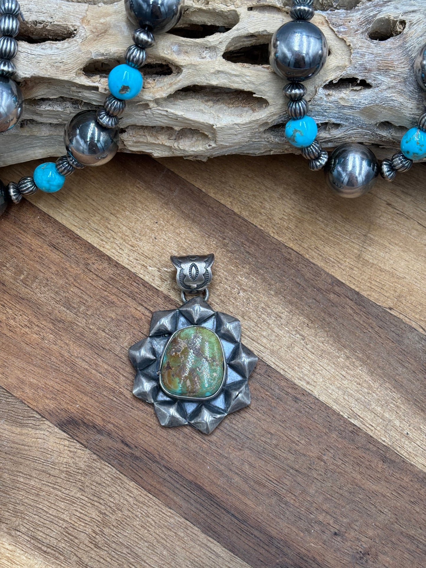 Turquoise Pendant by Ned Nez, Navajo
