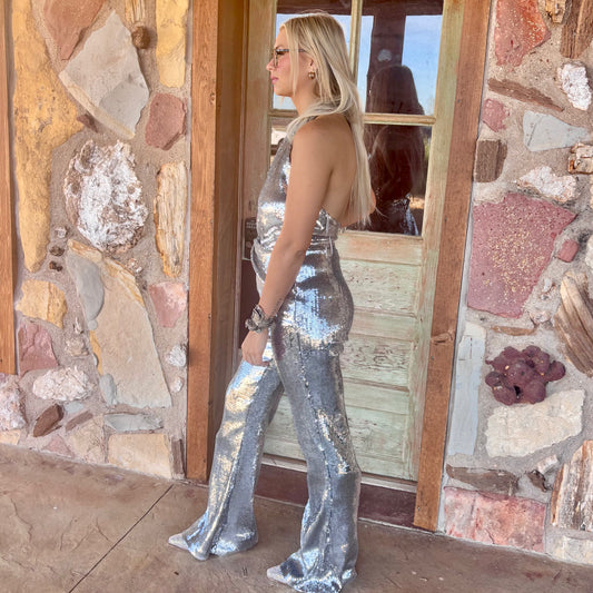 Silver Stardust HalterTop Jumpsuit