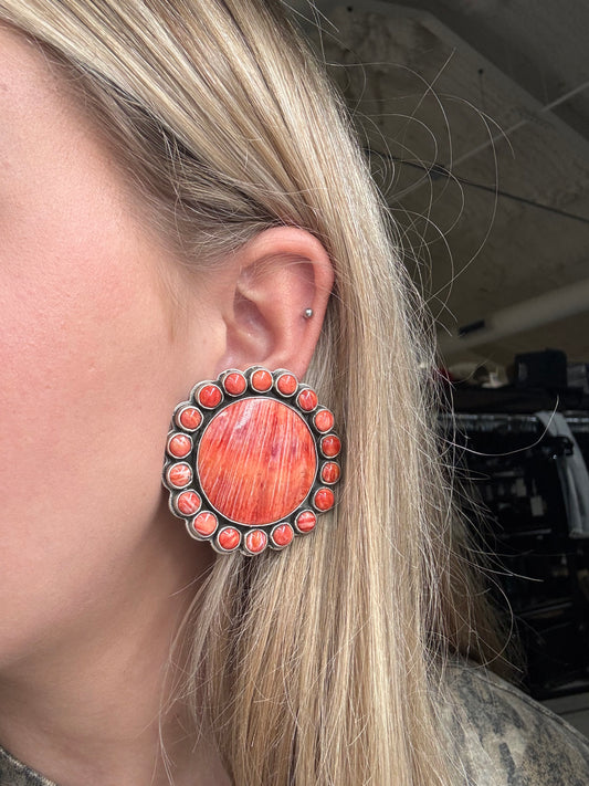 Red Spiny CLIP Earrings #6004-2 by Federico Jimenez