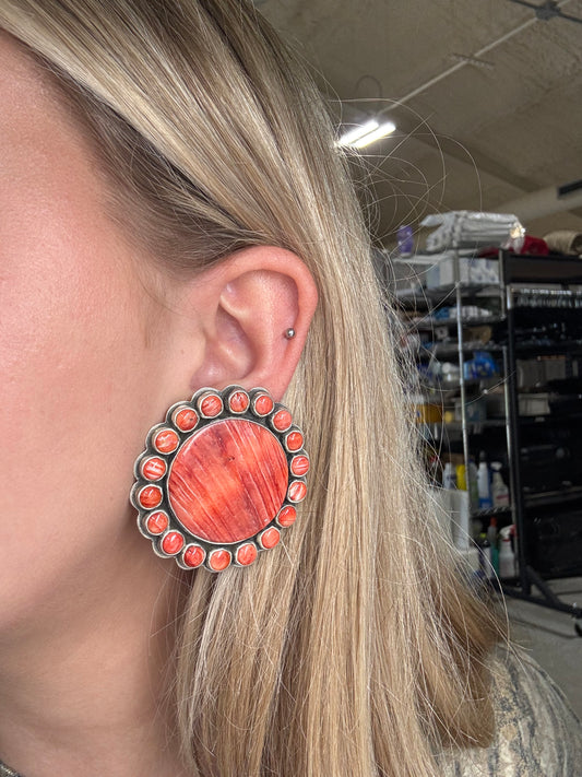 Red Spiny CLIP Earrings #6004-1 by Federico Jimenez