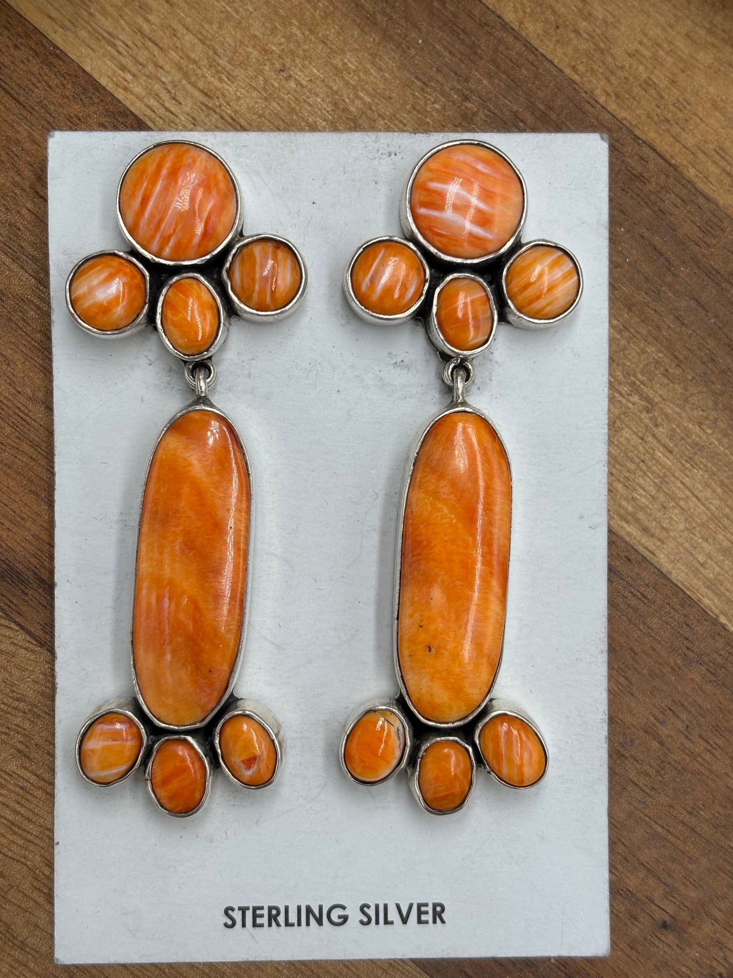 Orange Spiny Earrings #A3 by Federico Jimenez