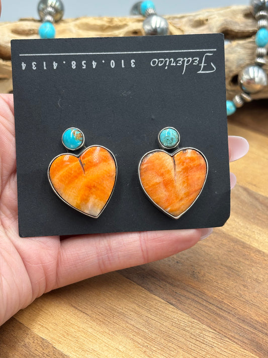 Orange Spiny Earrings #6031-2 by Federico Jimenez