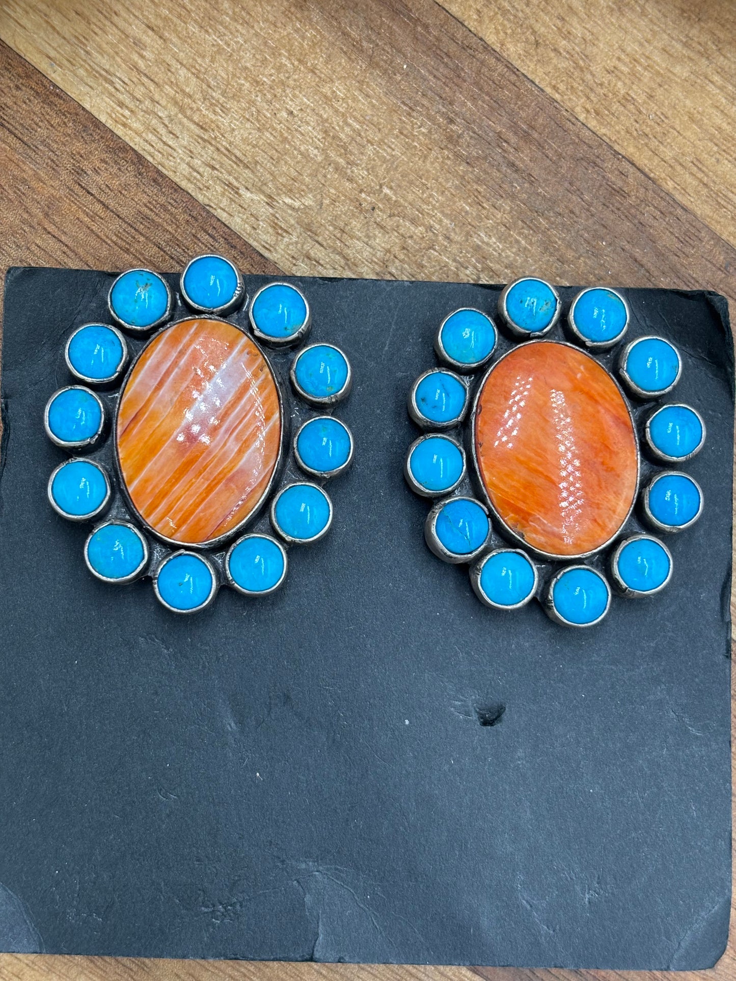 Orange Spiny CLIP Earrings #B by Federico Jimenez