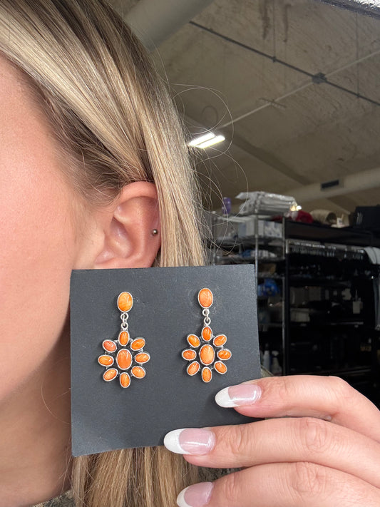 Orange Spiny Earrings #A1 by Federico Jimenez