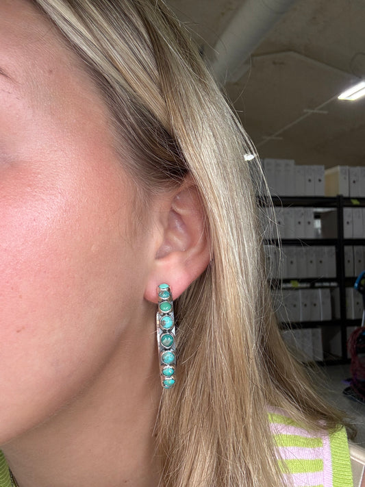 Turquoise Hoop Earrings #93 by Federico Jimenez