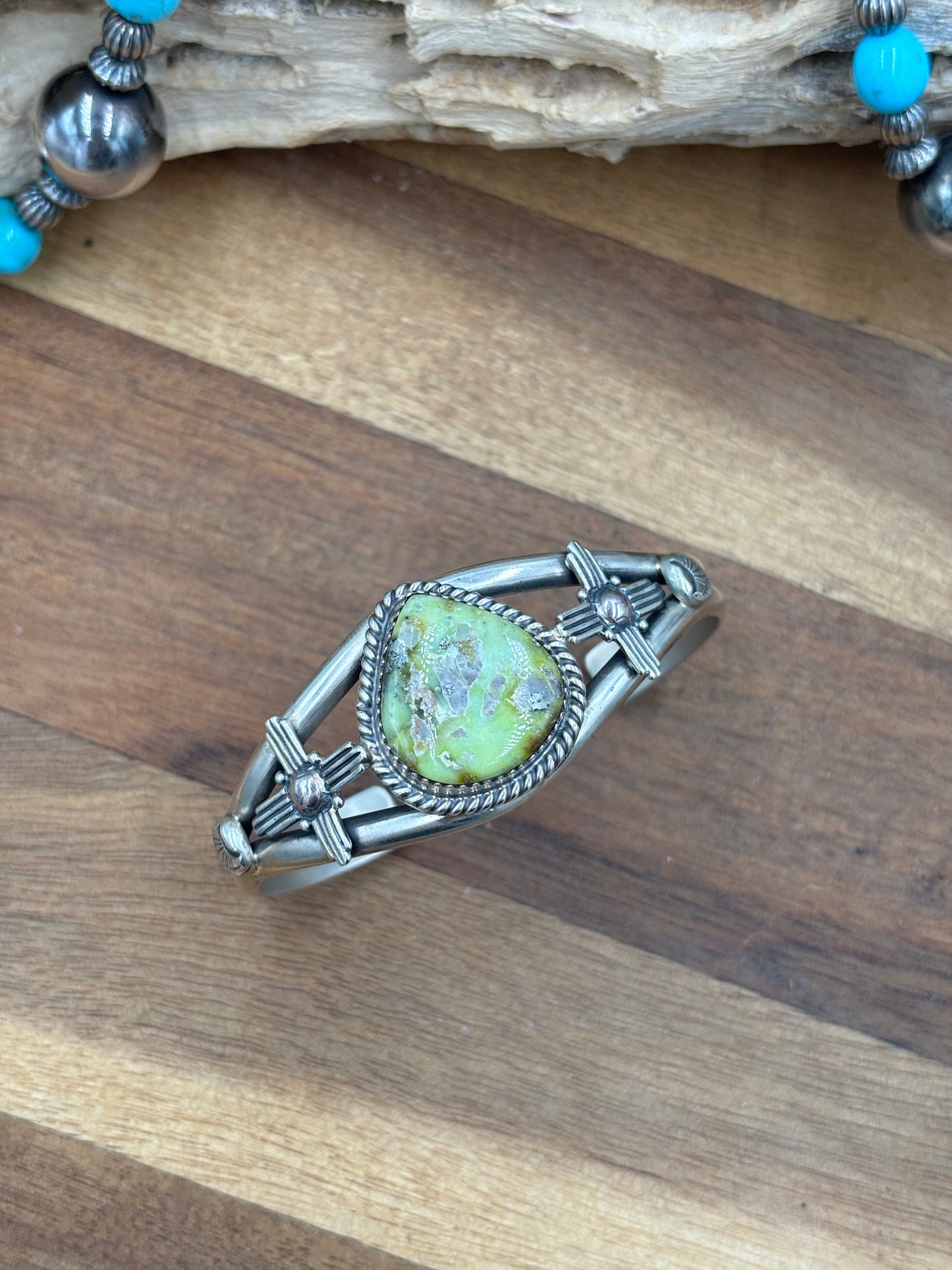 Palomino Zia Cuff by Gabriel Jurardo, Mexican