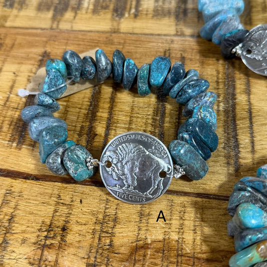 Turquoise Nugget & Buffalo Bracelet