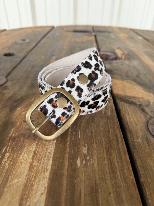 Leopard Hair On Hide Belt