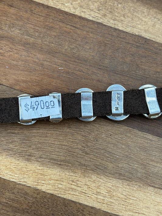 Multi Stone Charm Slide Leather Bracelet #1 by M, Navajo