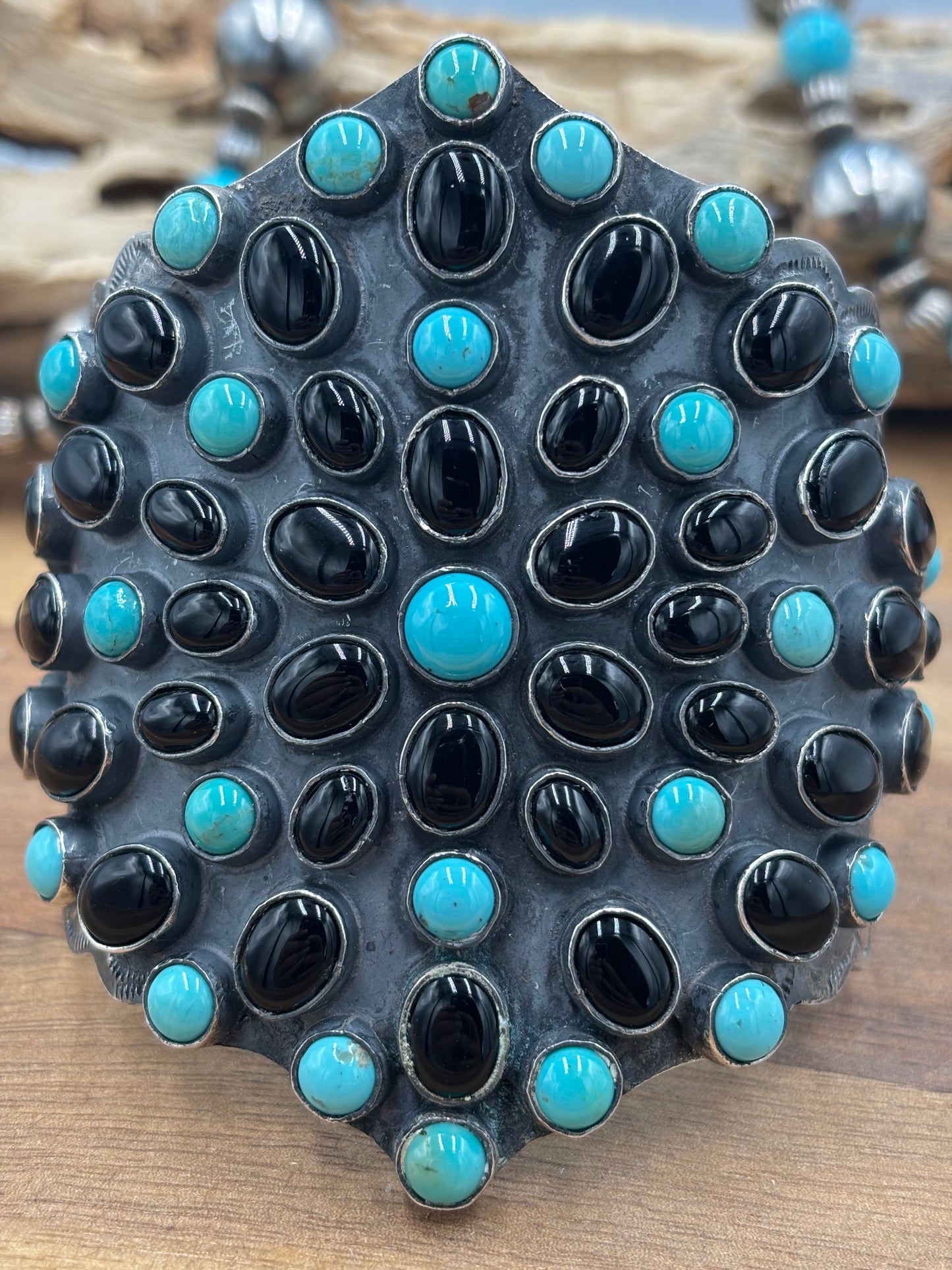 Black Onyx & Turquoise Cuff #1 by Federico Jimenez