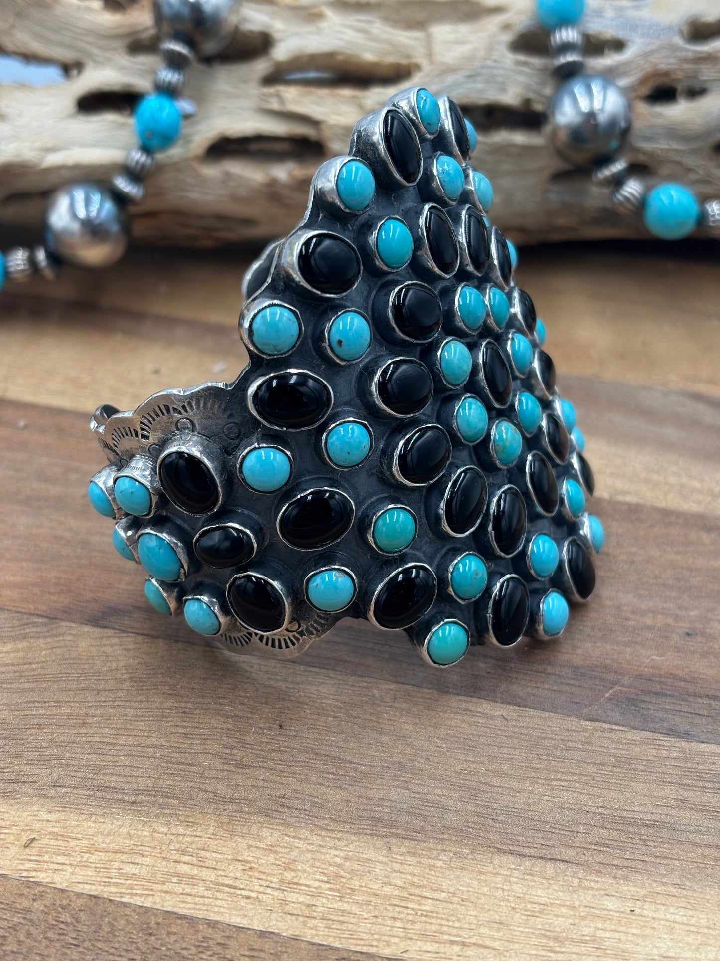 Black Onyx & Turquoise Cuff #2 by Federico Jimenez
