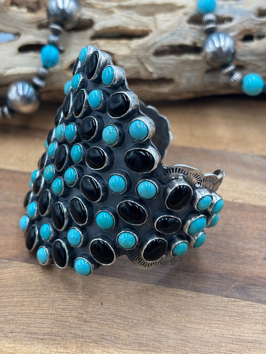 Black Onyx & Turquoise Cuff #2 by Federico Jimenez