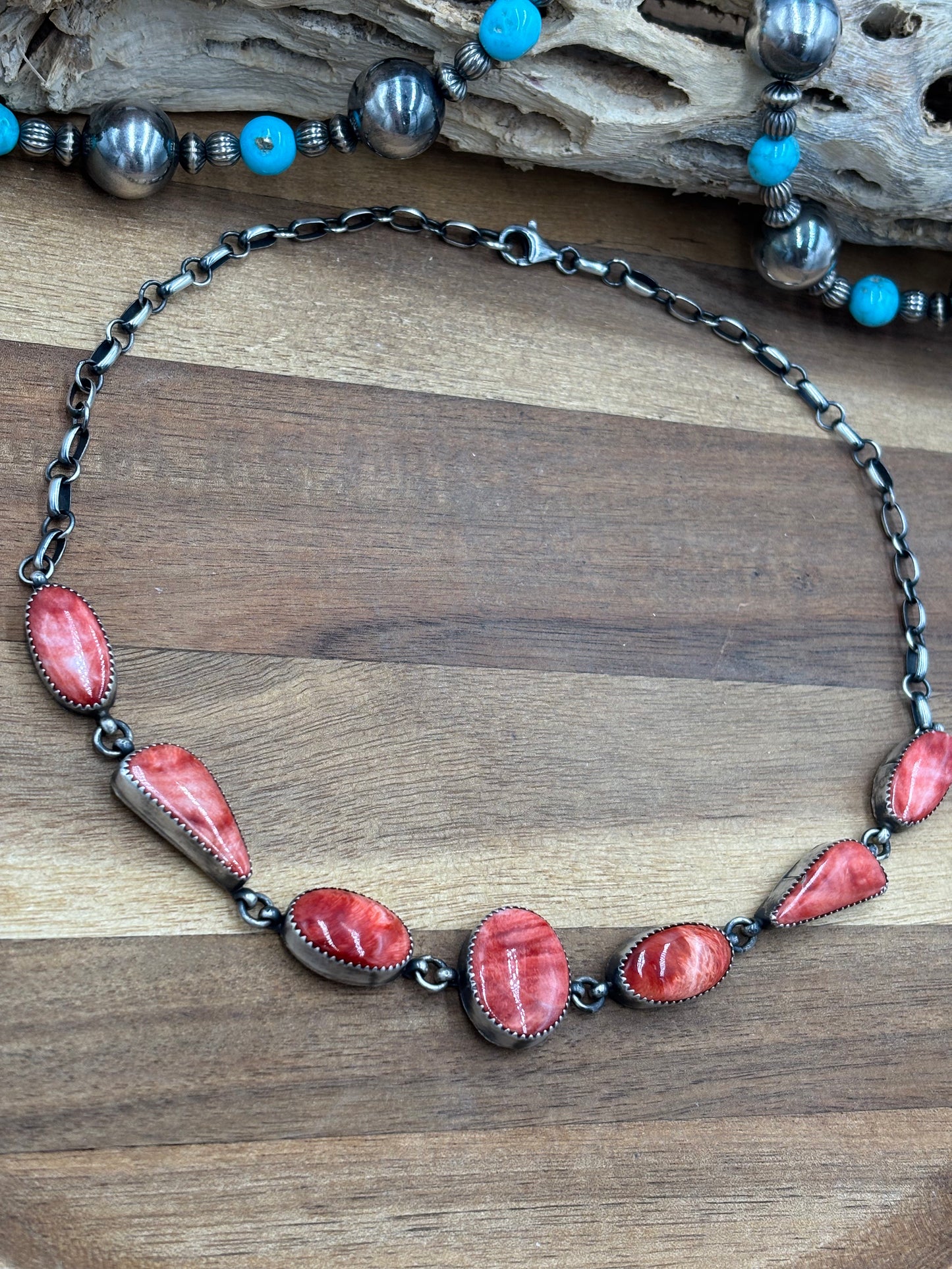 Red Spiny Choker by P Skeets, Navajo