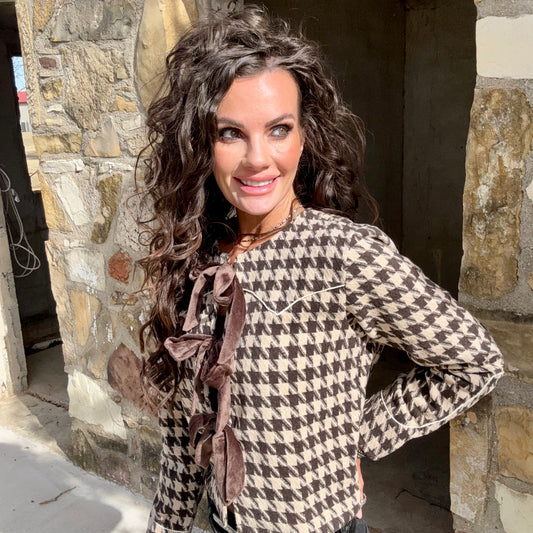 Derby Lane Tie Front crop blazer