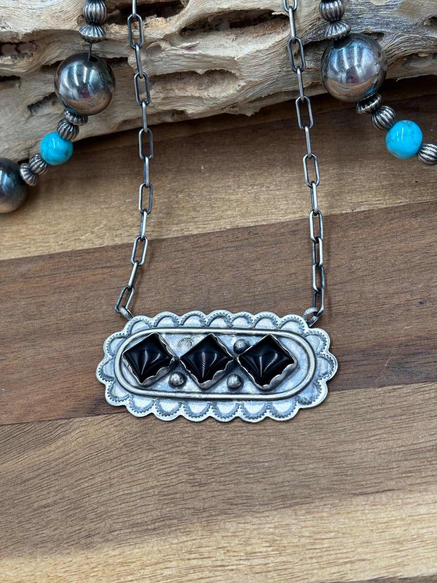 Black Onyx Necklace #3 Discounted by Cordell Platero, Navajo