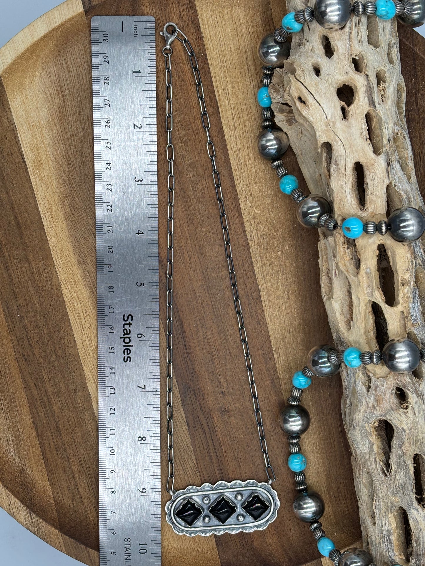 Black Onyx Necklace #2 by Cordell Platero, Navajo