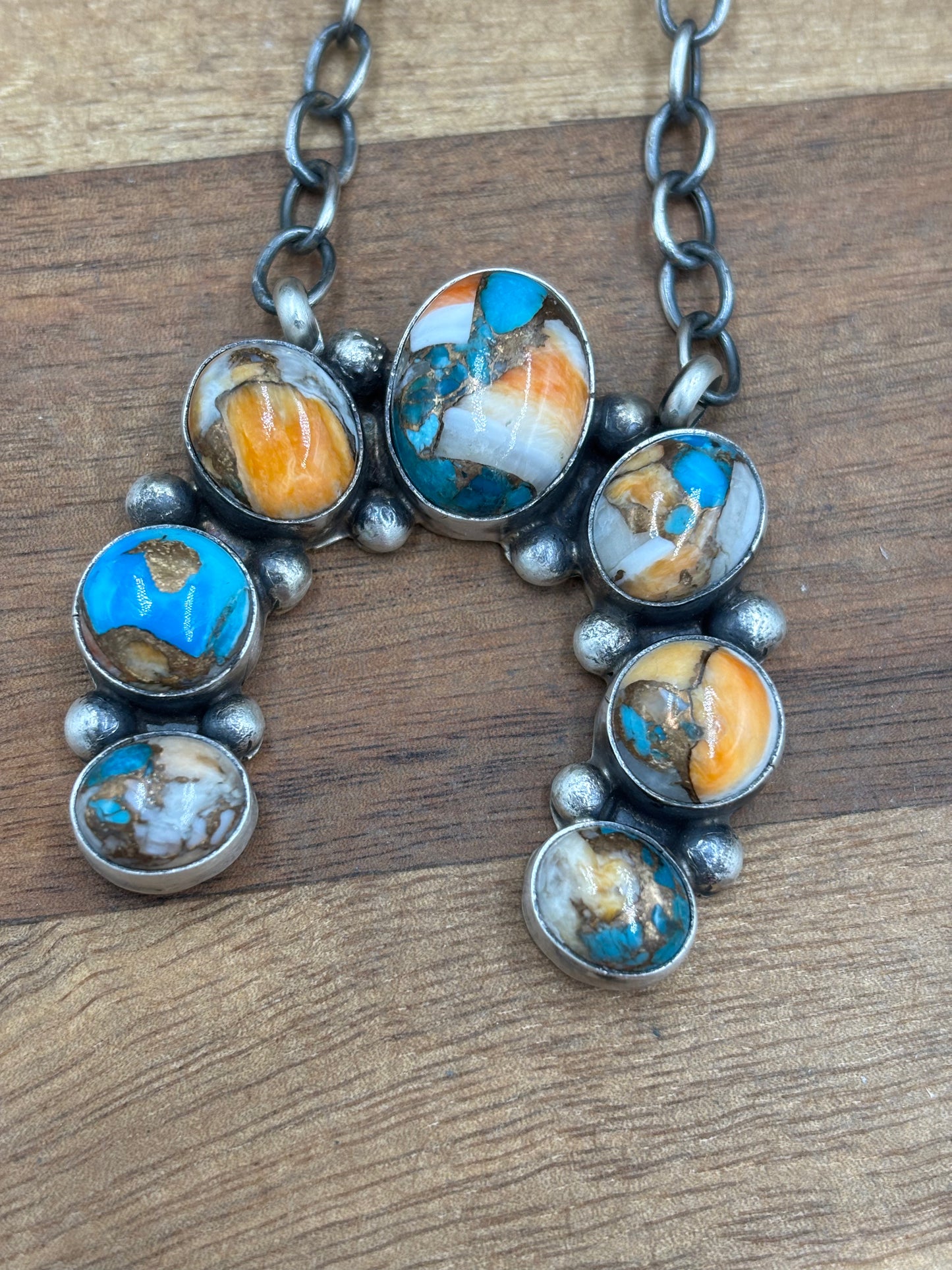 Spiny Turquoise Naja Necklace #2 by Augustine Largo, Navajo