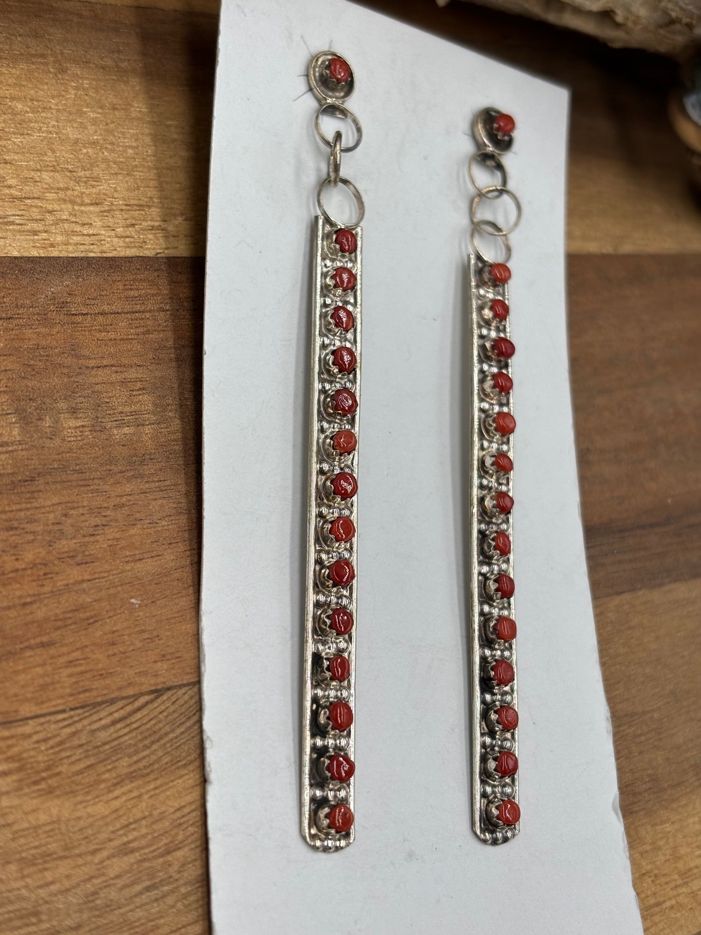 Coral Earrings by Joann Cheama, Zuni