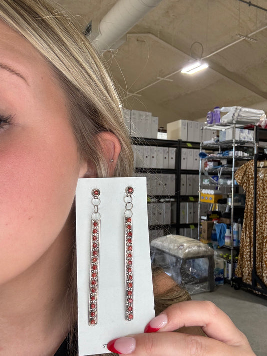 Coral Earrings by Joann Cheama, Zuni