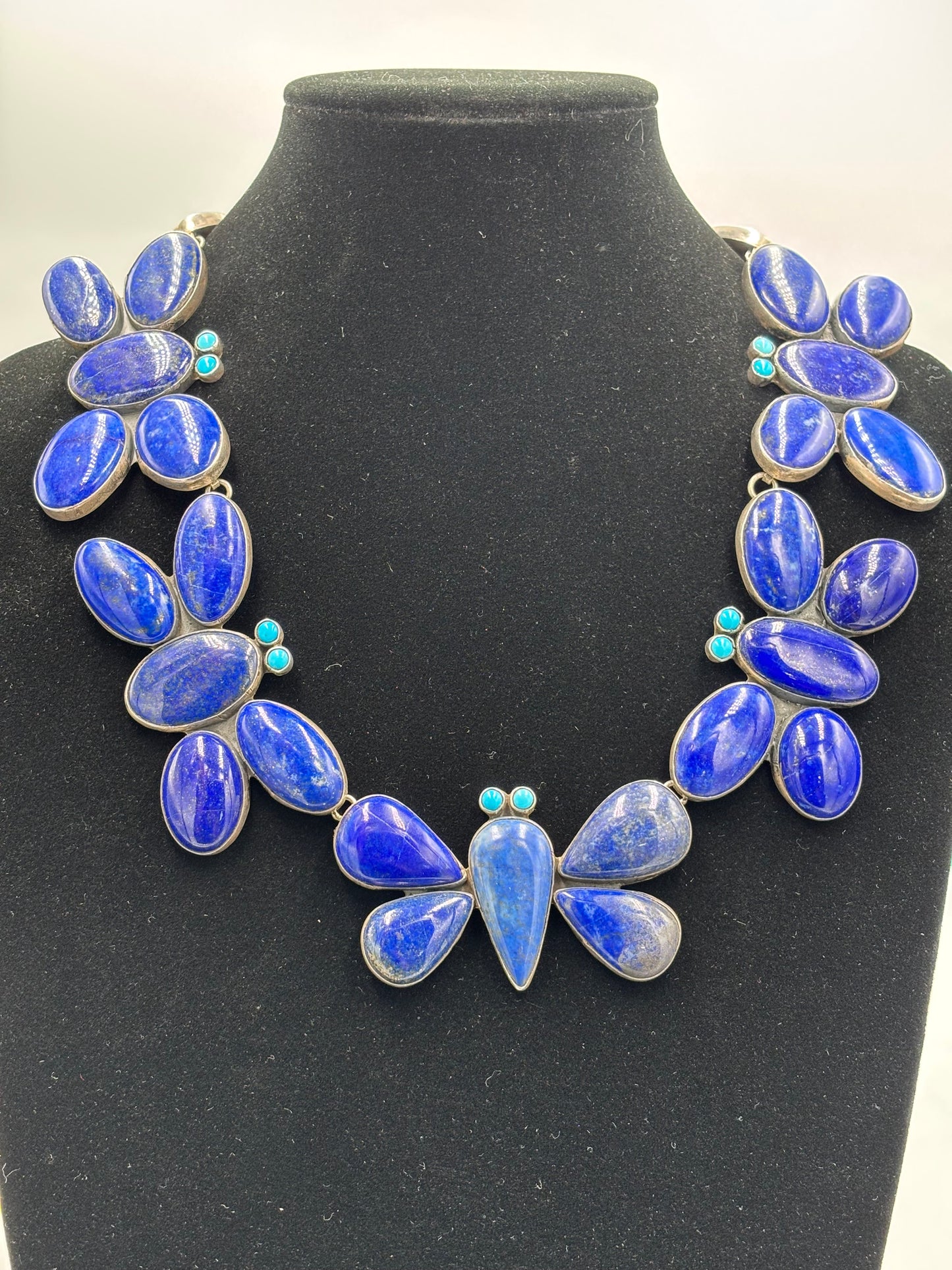 Lapis & Turquoise Butterfly Necklace by Federico Jimenez