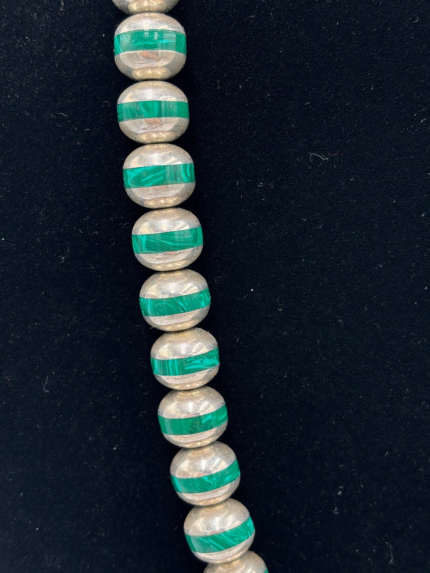 Malachite Inlayed Sterling Silver Pearls by Federico Jimenez