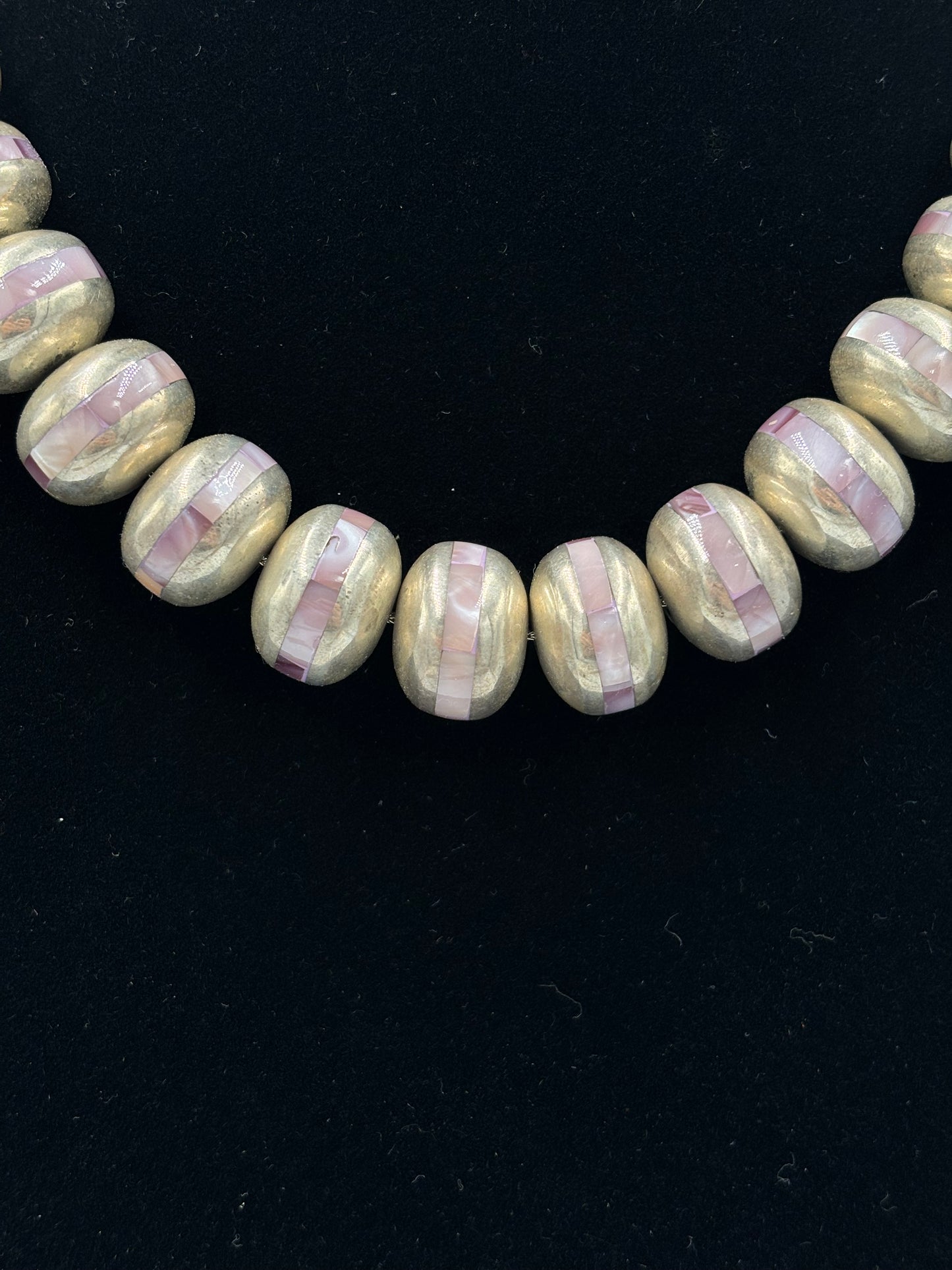 Pink Shell Inlayed Sterling Silver Pearls by Federico Jimenez