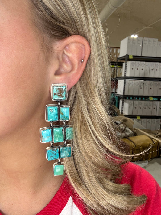Turquoise Rectangle Earrings by Federico Jimenez