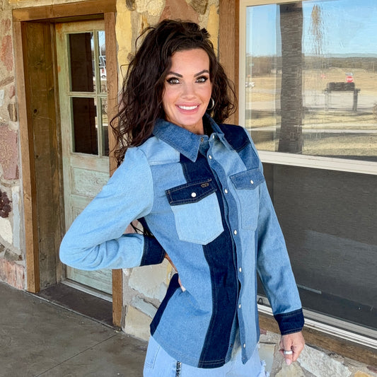 High Noon Colorblock Denim Shirt