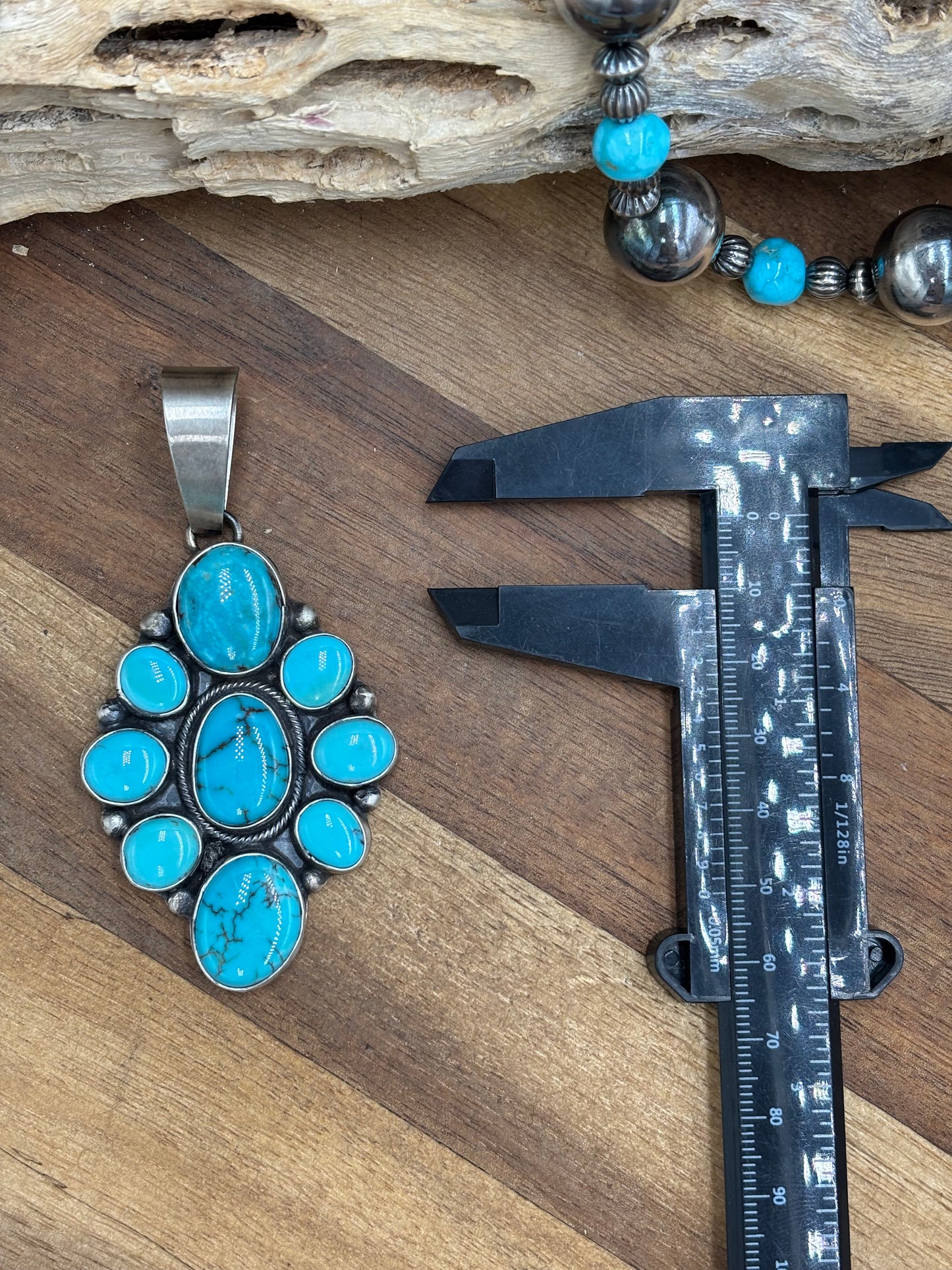 Turquoise Cluster Pendant #1 by Ella Peters