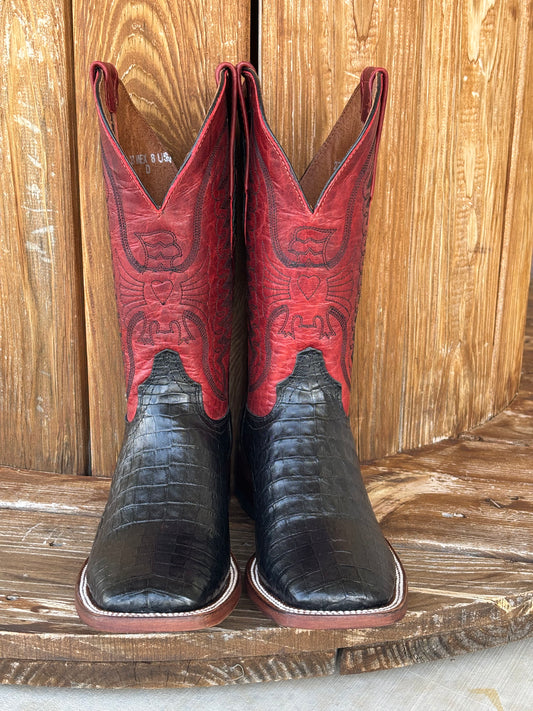 Signature Turquoise Reata Men's Boot – Exotics - The Riley Black Caiman Belly Square Toe Boot