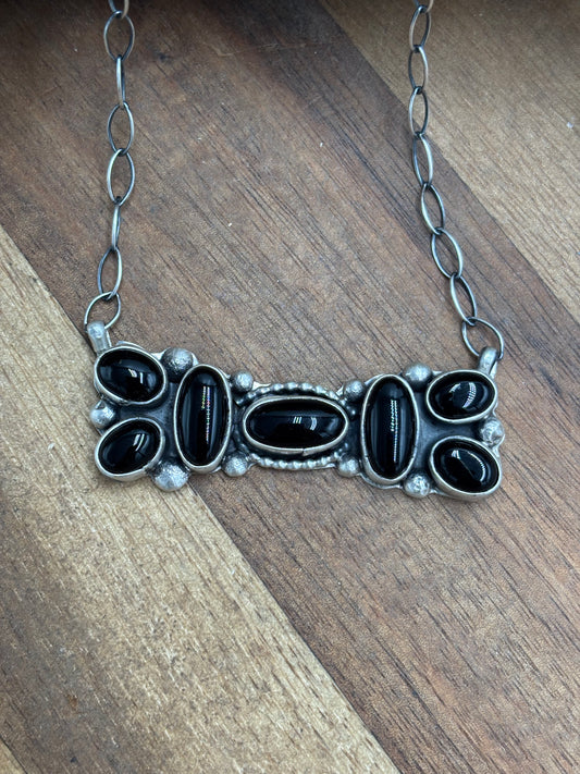 Black Onyx Necklace by Bonnie Benally, Navajo