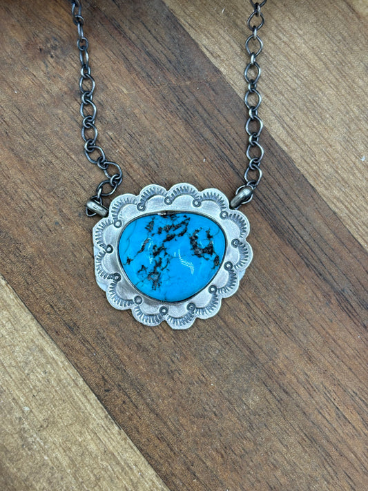 Kingman Turquoise Necklace by Scott Skeets, Navajo