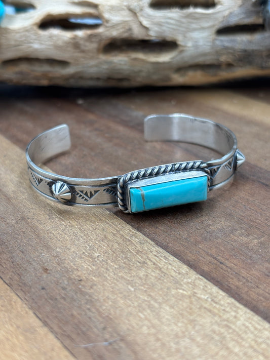 Kingman Bar Cuff #1 by Rick Enriquez, Navajo
