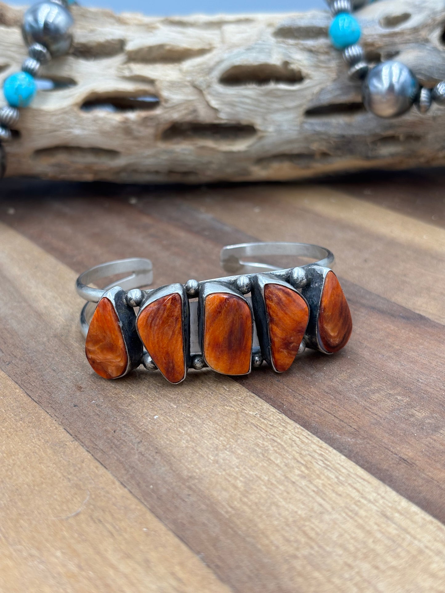 Orange Spiny Cuff #719 by Augustine Largo, Navajo