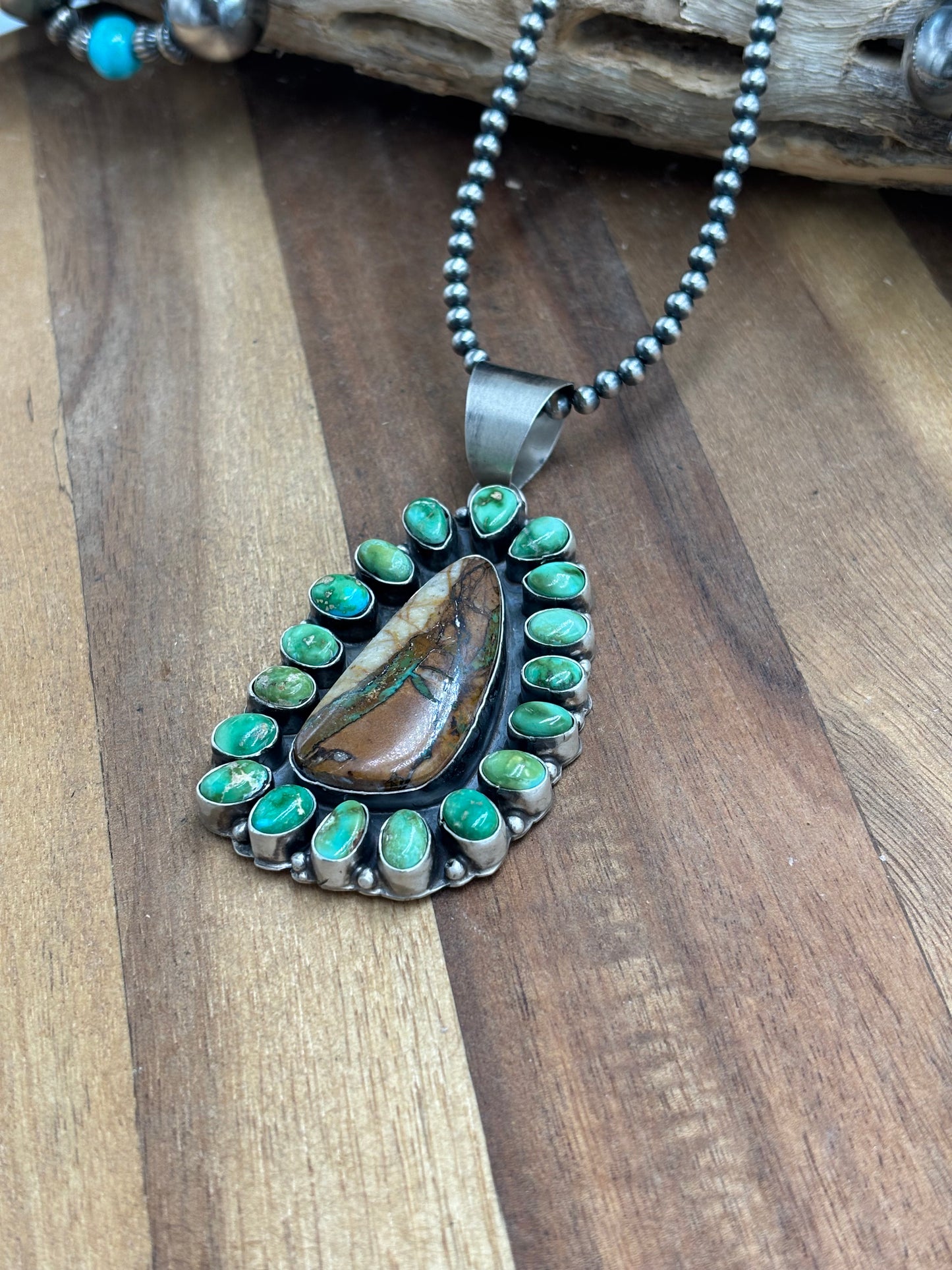 Ribbon Royston & Sonoran Gold Pendant by Ella Peter, Navajo