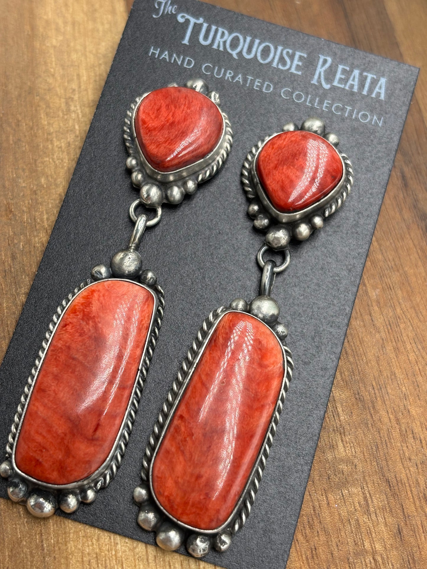 Red Spiny Earrings #719 by Elouise Lee, Navajo
