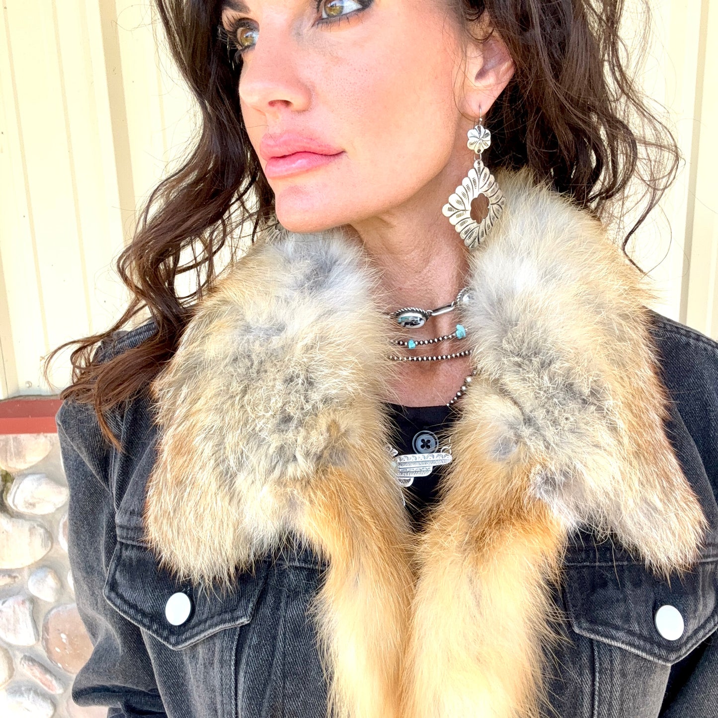 The Golden Spur Denim and Red Fox Fur