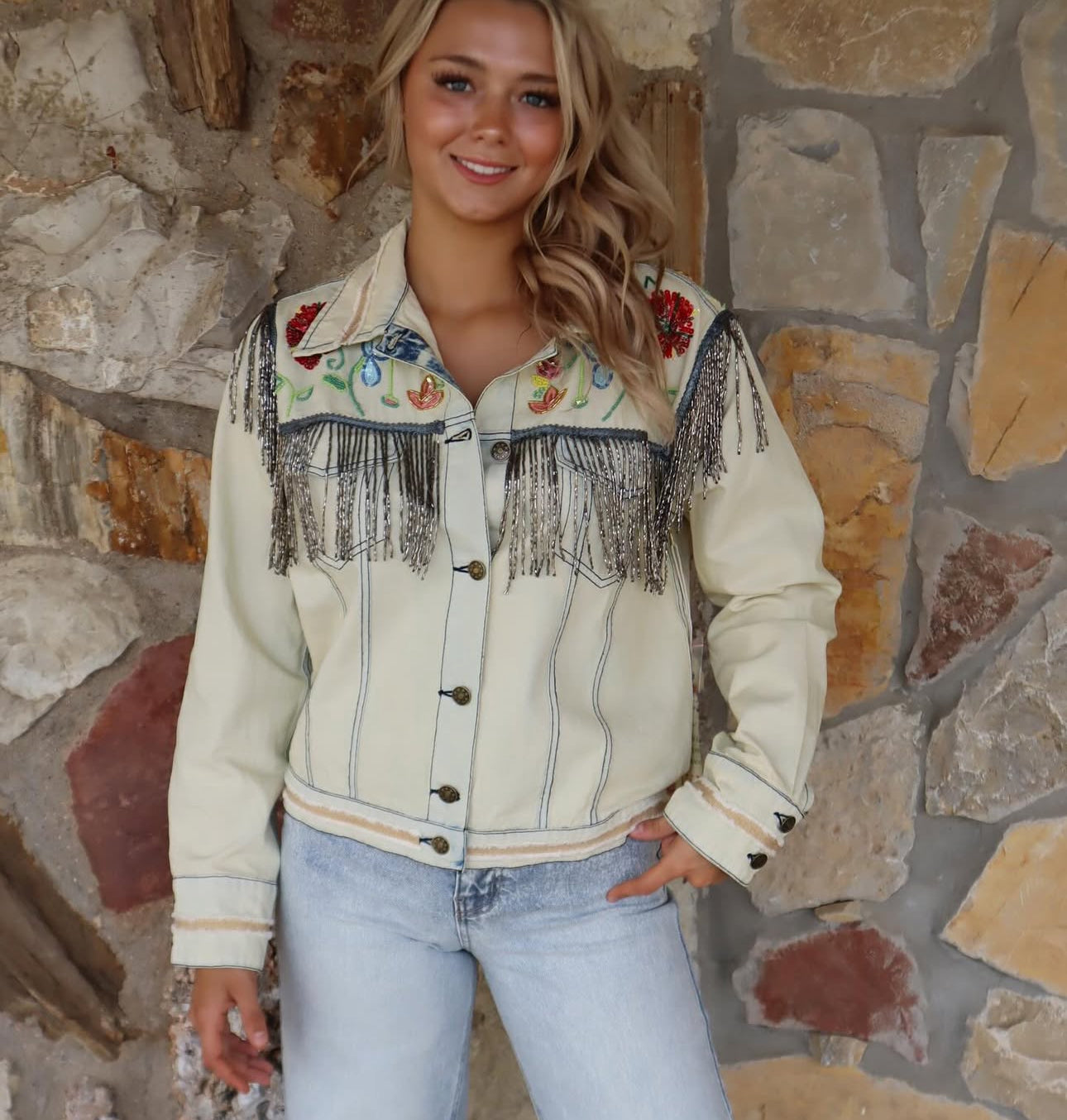 Aratta Silent Journey White Floral Lace Jacket