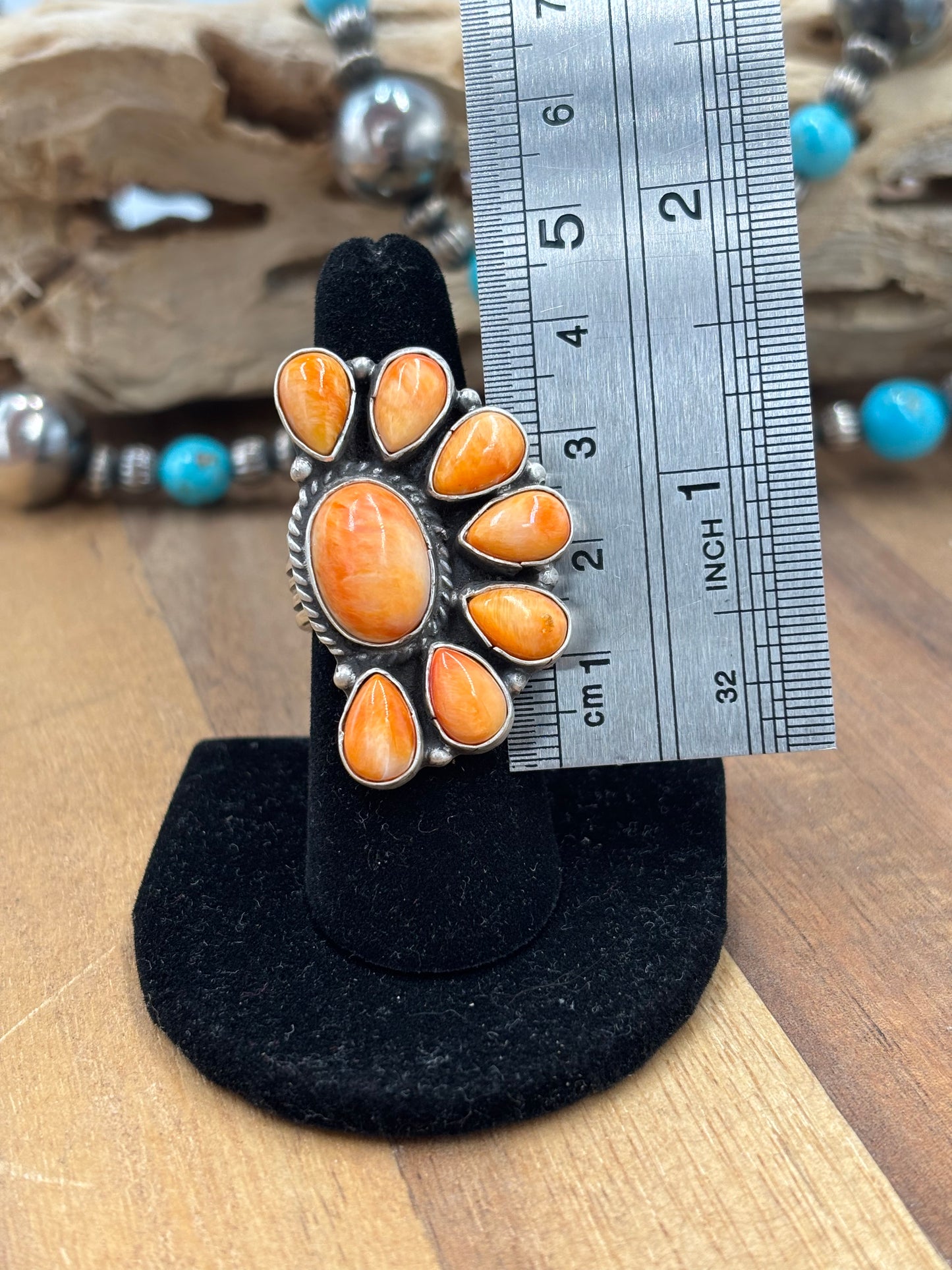 Orange Spiny Half Cluster Ring