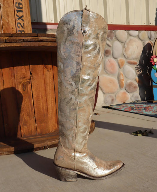 Liberty Black Allysa Gozuma Gold Crackle Boots Sizes 6, 6.5, 7, 9.5, 10, 10.5