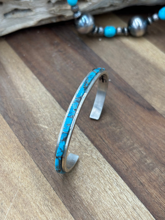 Turquoise Inlay Cuff #814-1 by Steve Francisco, Navajo