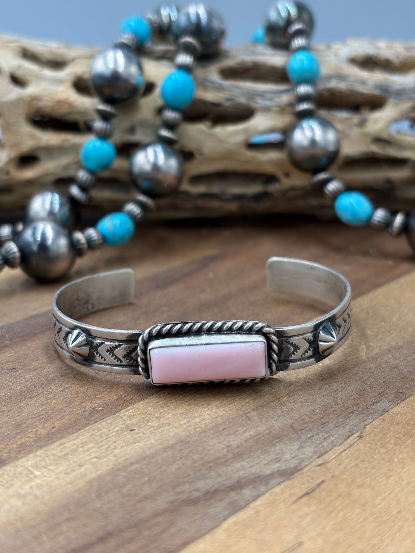Pink Conch #96-46 Cuff by Rick Enriquez, Navajo