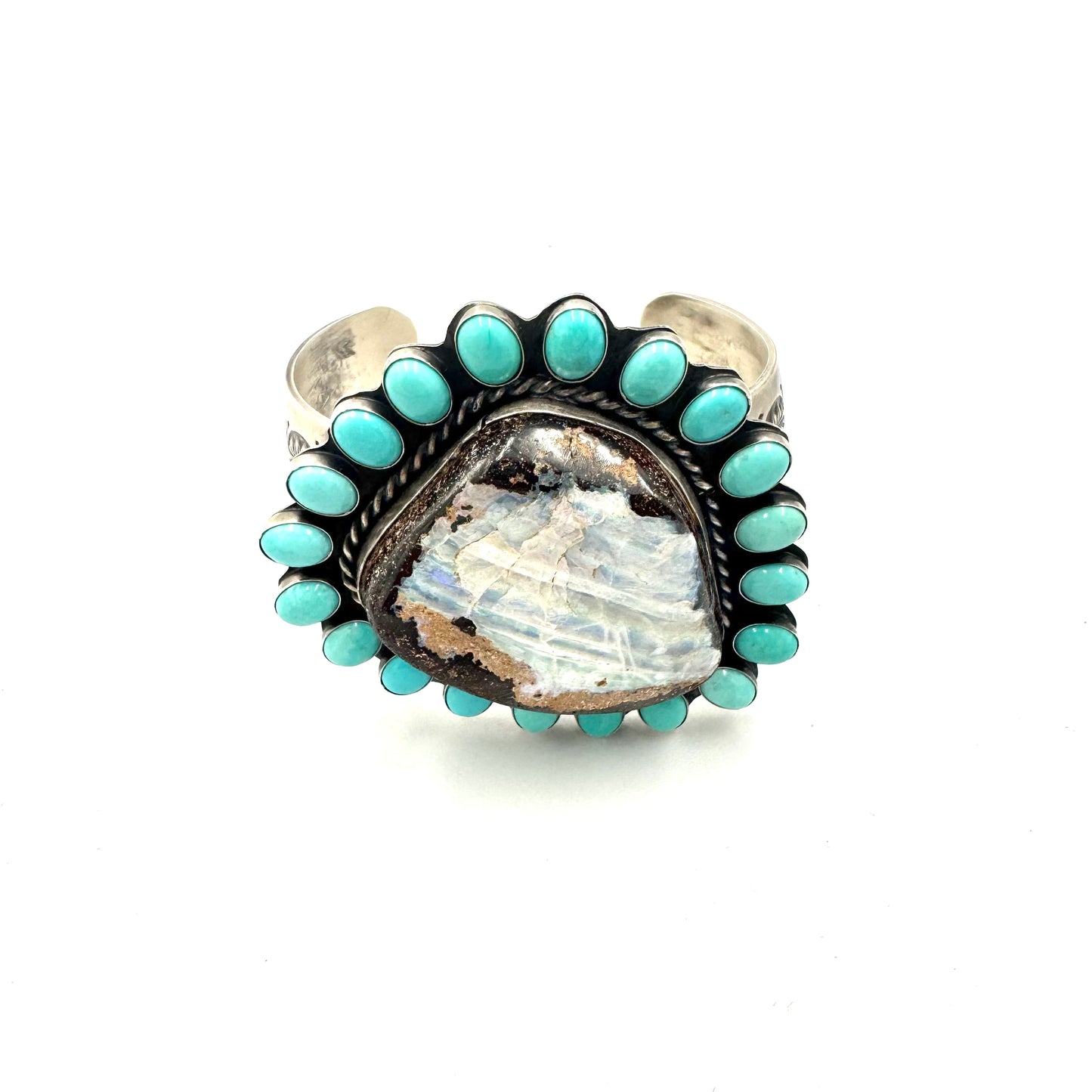Boulder Opal Cuff with Sleeping Beauty by Ashley Boyd, Navajo