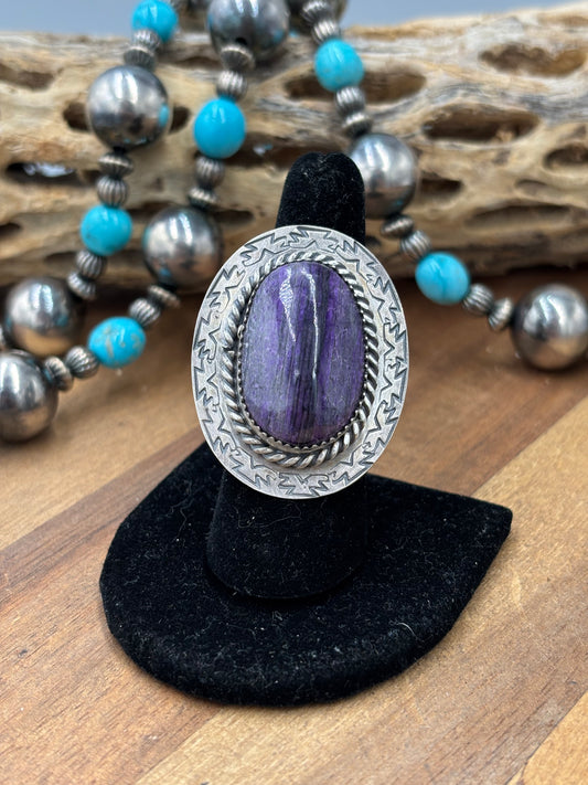 Sugulite #96-29 Adjustable Ring by Jeff Largo, Navajo