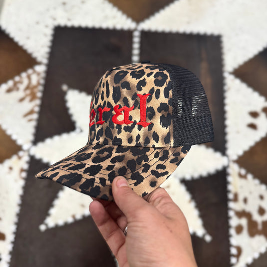 Feral Leopard Embroidered Snapback Trucker Hat
