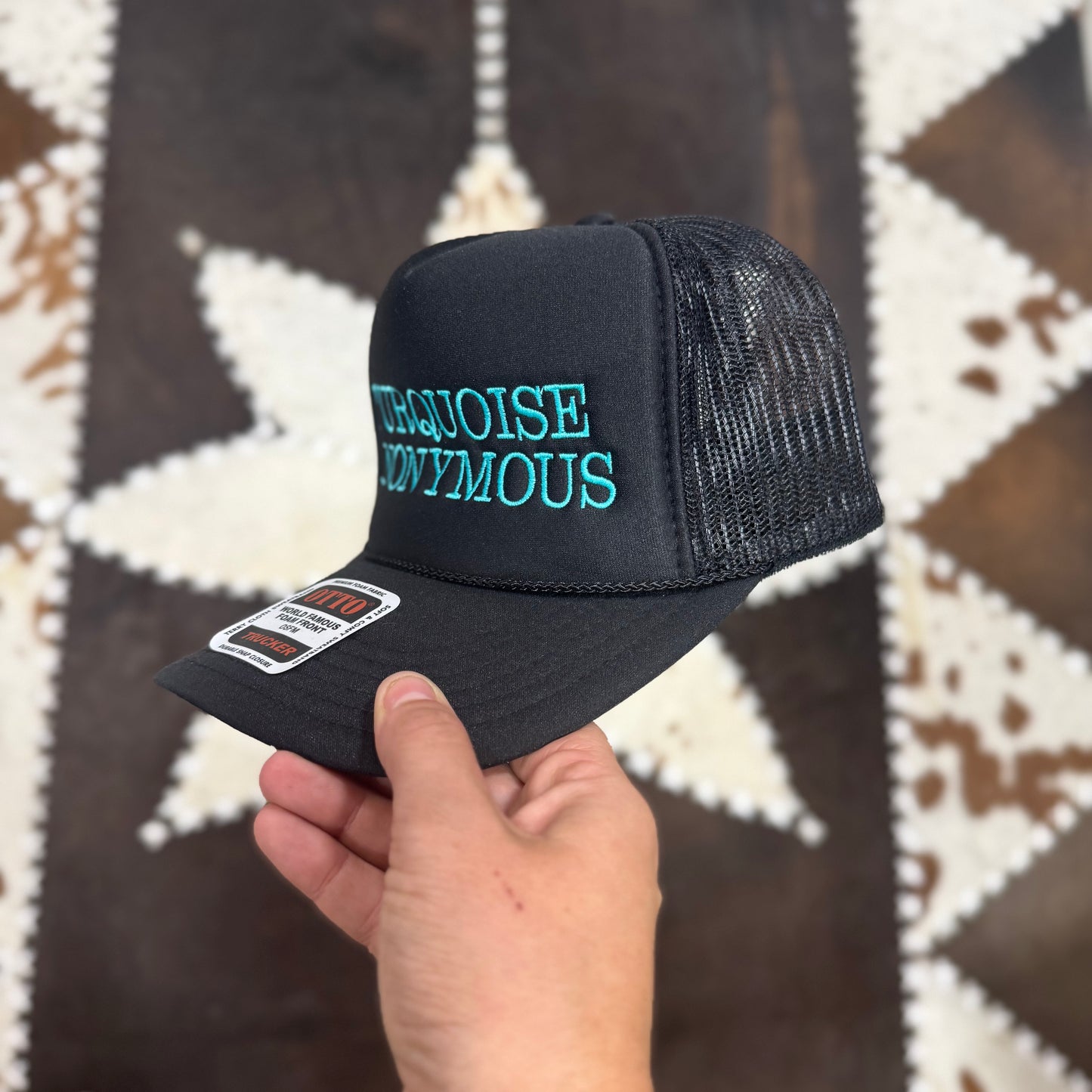 Turquoise Anonymous Snapback Trucker Hat