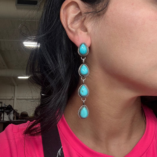 Turquoise #911-1D Earrings by Freda Martinez, Navajo