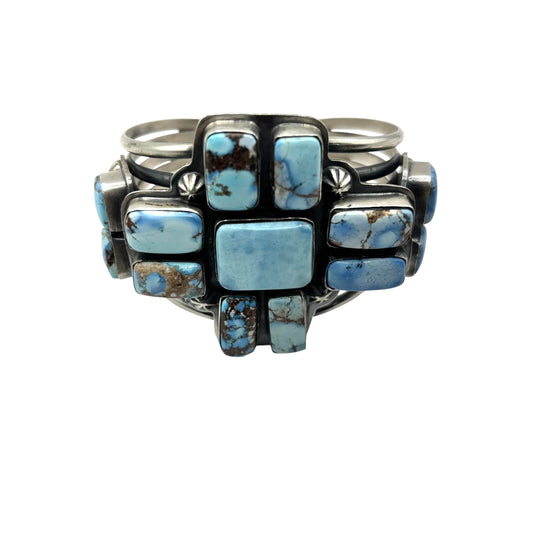 Golden Hills Turquoise Cross Cluster Cuff by Gabriel Jurado, Mexican
