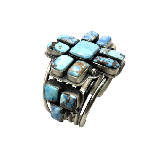 Golden Hills Turquoise Cross Cluster Cuff by Gabriel Jurado, Mexican